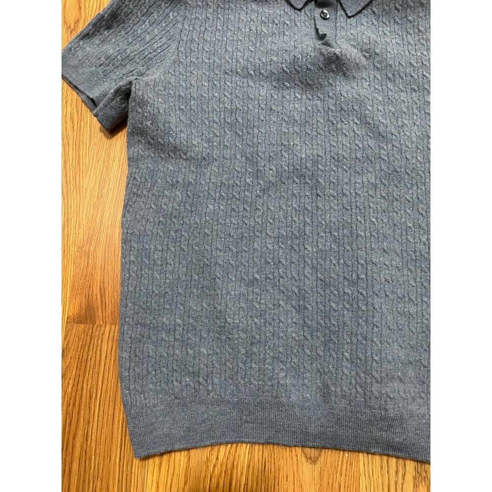 Grayson & Dunn Polo Mens Small Merino Wool Textured Knit Blue Slim Fit - Picture 6 of 9